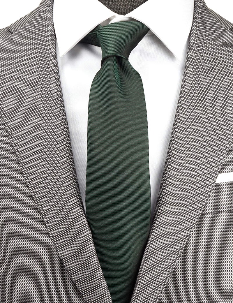 ZENXUS Skinny Solid Ties for Men, 2.5 inch Slim Neckties Matte Plain Assorted, Navy, Green, Burgundy, Coffee, 4-Pack - Image 3